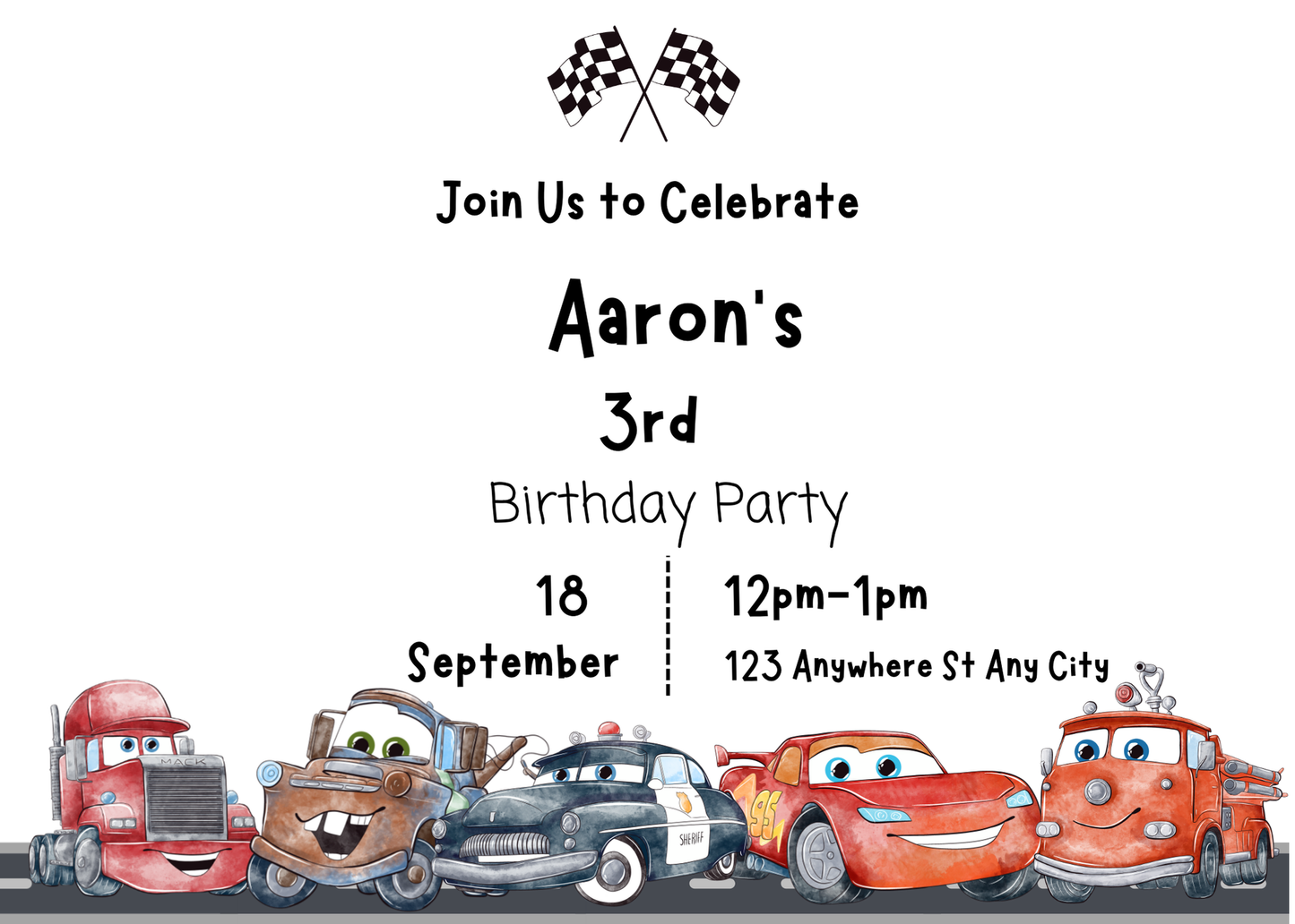 Children's Cars Birthday | Printable Invitation