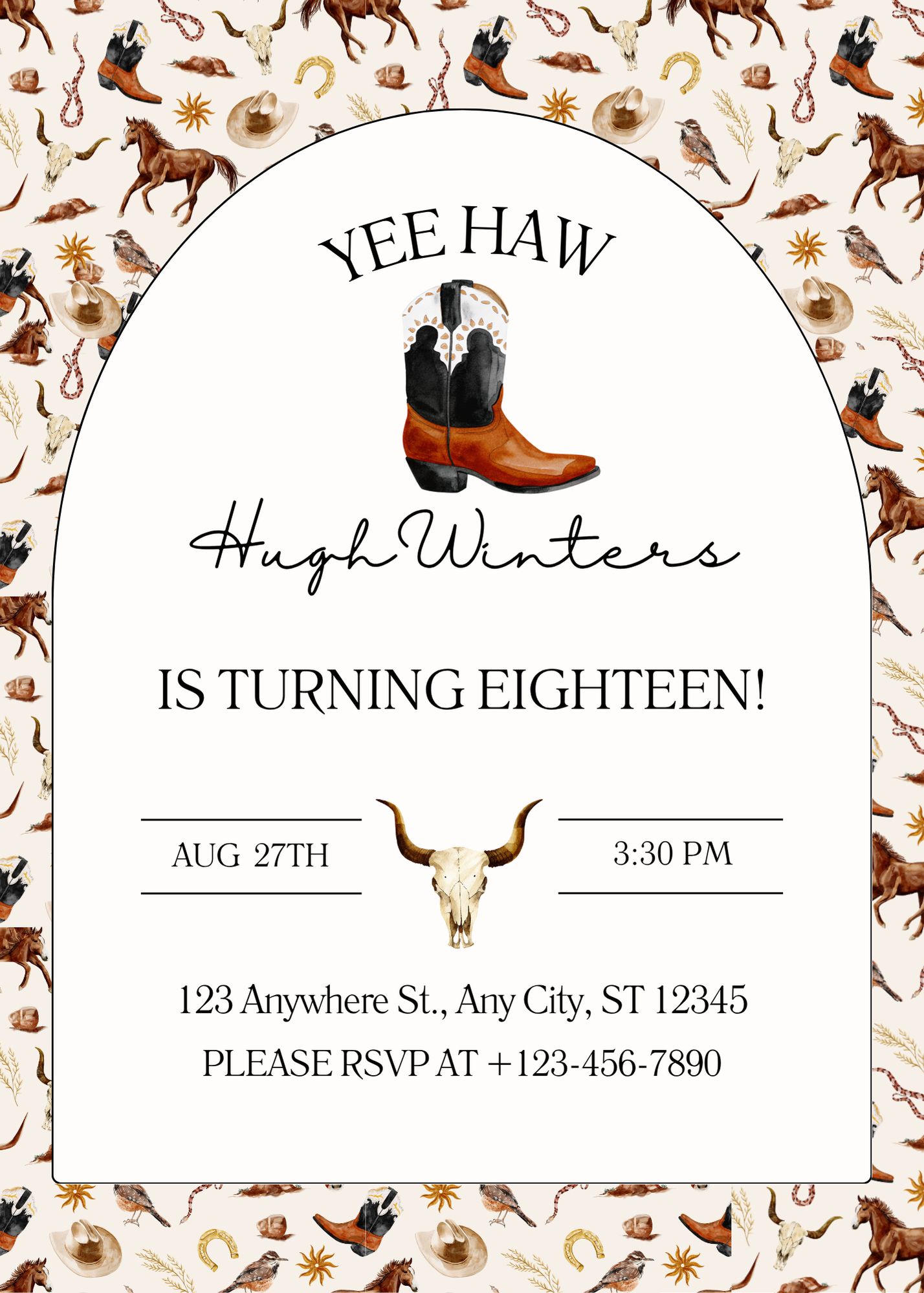 Adult's Cowboy Western Birthday | Printable Invitation