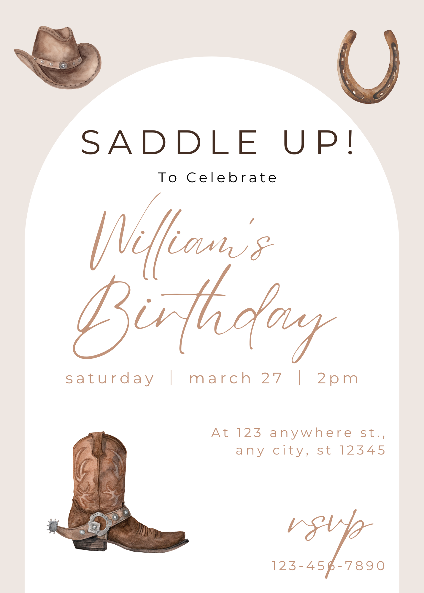 Teen and Adult Country and Western | Printable Invitation