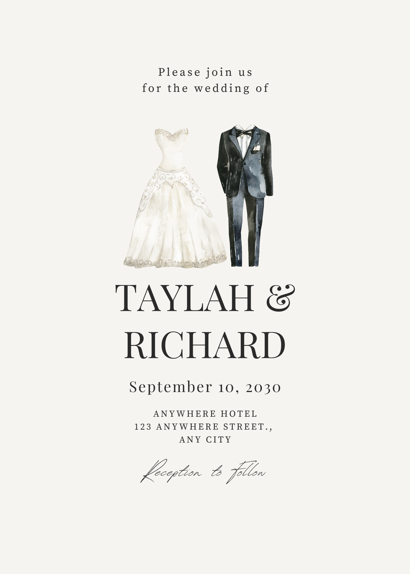 Watercolour Wedding |  Printable  Invitations