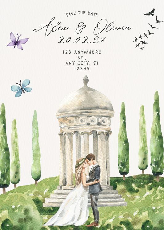 Bride and Groom Garden Wedding | Printable  Invitation