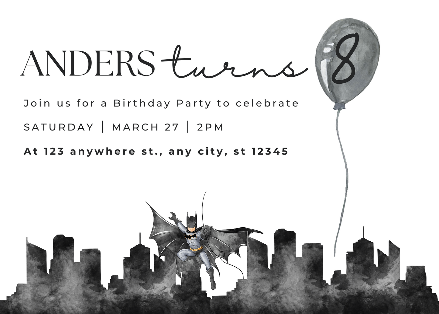 Children's Batman Gotham City | Printable Invitation