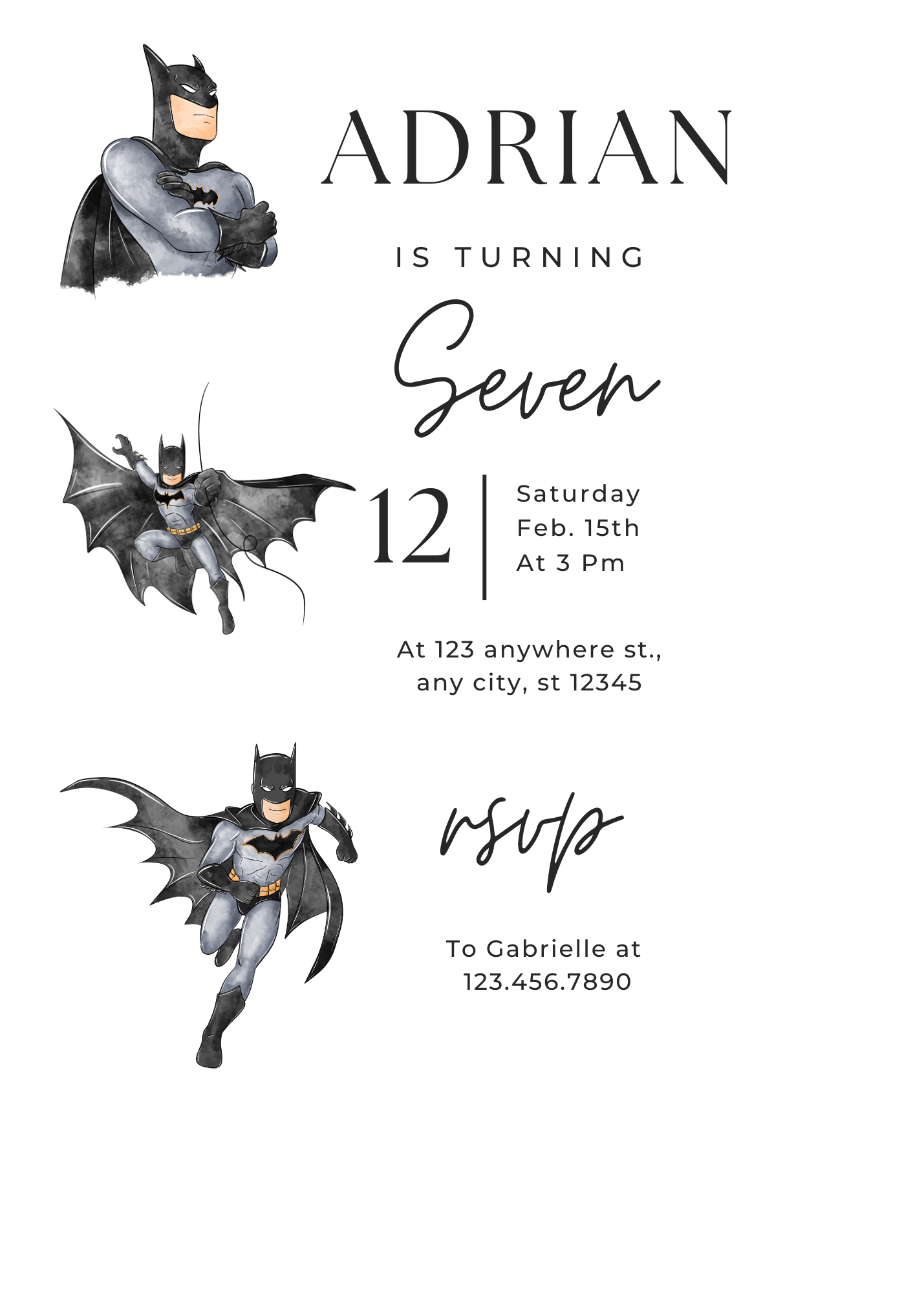 Children's Batman Birthday | Printable  Invitation