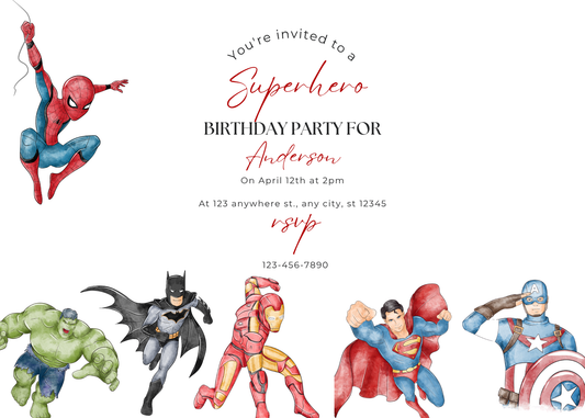 Children's Superhero Birthday | Printable Invitation